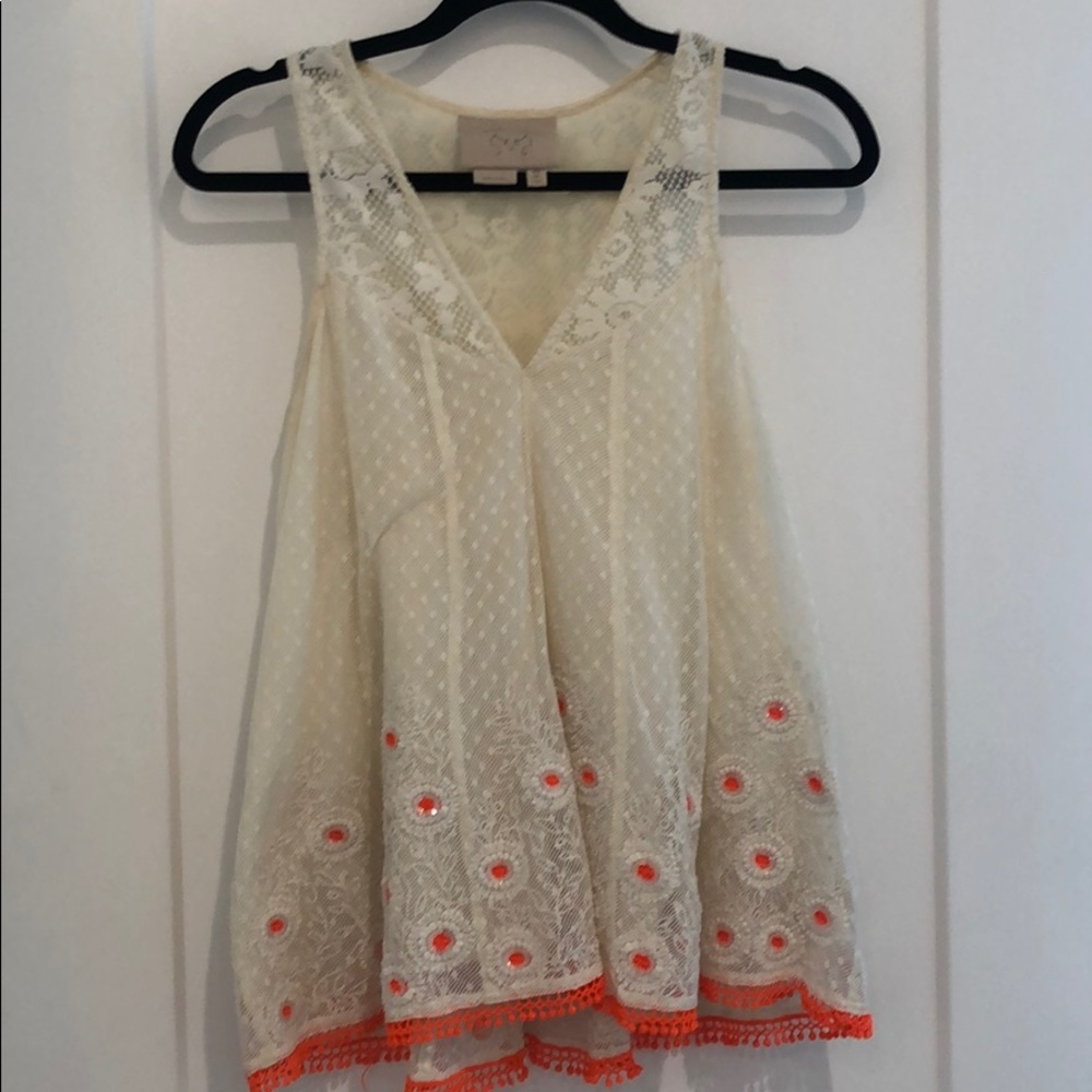VanessaVirginia - Creme/Orange babydoll top